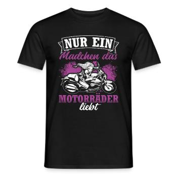 Nur ein Mädchen das Motorräder liebt - Bikerin Fra - Männer T-Shirt - Schwarz - Vorne - AI Model Male 178 light (178cm)