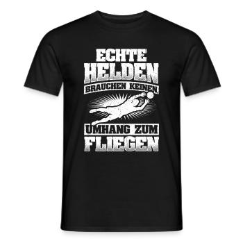 Echte Helden brauchen keinen Umhang zum Fliegen - - Männer T-Shirt - Schwarz - Vorne - AI Model Male 178 light (178cm)