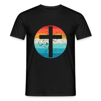 Retro Kreuz Vintage Jesus Kreuz Christliches Gesch - Männer T-Shirt - Schwarz - Vorne - AI Model Male 178 light (178cm)