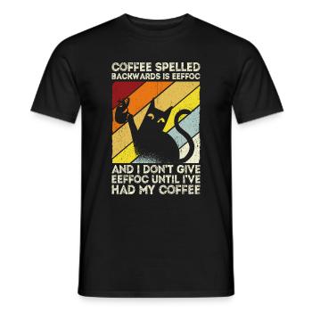 Coffee spelled backwards is Eeffoc | I Hate Mornin - Männer T-Shirt - Schwarz - Vorne - AI Model Male 178 light (178cm)
