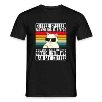 Coffee spelled backwards is Eeffoc - Spruch - Männer T-Shirt - Schwarz - Vorne - AI Model Male 178 light (178cm)