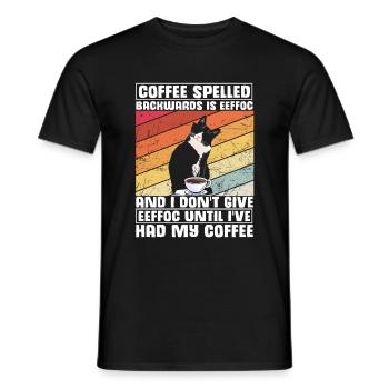 Coffee spelled backwards is Eeffoc | I Hate Mornin - Männer T-Shirt - Schwarz - Vorne - AI Model Male 178 light (178cm)