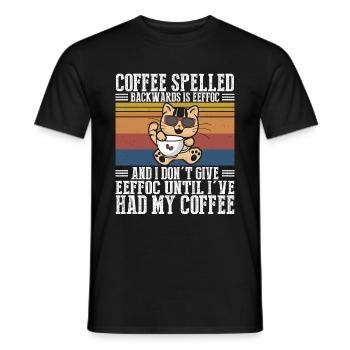 Katze Kaffee Spruch EEFFOC Geschenk Kaffeeliebhabe - Männer T-Shirt - Schwarz - Vorne - AI Model Male 178 light (178cm)