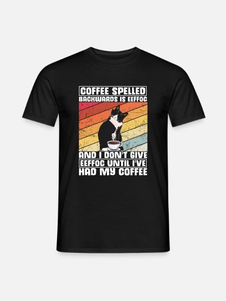 Coffee spelled backwards is Eeffoc | I Hate Mornin - Männer T-Shirt - Schwarz