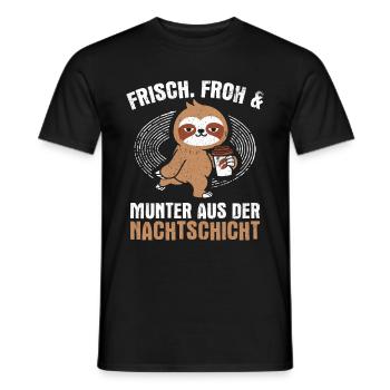 Frisch froh und munter aus der Nachtschicht! Pfleg - Männer T-Shirt - Schwarz - Vorne - AI Model Male 178 light (178cm)