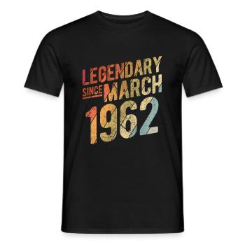 60th Birthday Gift Legendary Since March 1962 60 Y - Männer T-Shirt - Schwarz - Vorne - AI Model Male 178 light (178cm)