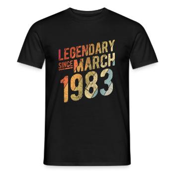 40th Birthday Gift Legendary Since March 1983 40 Y - Männer T-Shirt - Schwarz - Vorne - AI Model Male 178 light (178cm)