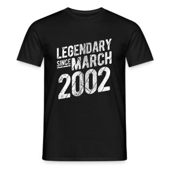 20th Birthday Gift Legendary Since March 2002 20 Y - Männer T-Shirt - Schwarz - Vorne - AI Model Male 178 light (178cm)