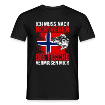 Ich muss nach NORWEGEN - Fische vermissen mich Ges - Männer T-Shirt - Schwarz - Vorne - AI Model Male 178 light (178cm)