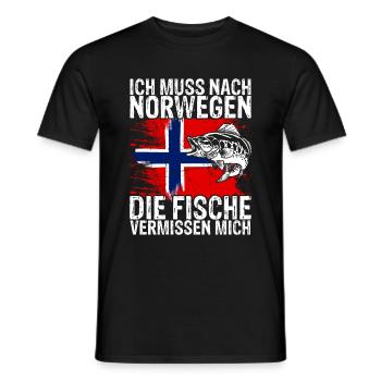 Urlaub Elche NORWEGEN die Fische vermissen mich An - Männer T-Shirt - Schwarz - Vorne - AI Model Male 178 light (178cm)