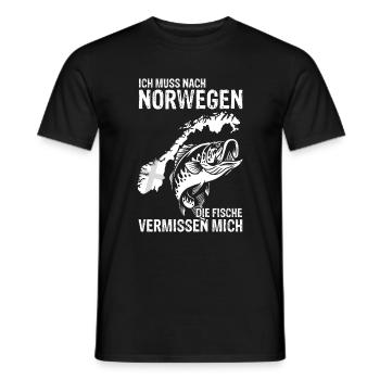 Ich muss nach NORWEGEN - Fische vermissen mich Ges - Männer T-Shirt - Schwarz - Vorne - AI Model Male 178 light (178cm)