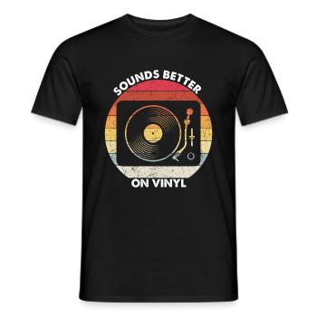 Retro Schallplatten Vinyl Plattenspieler - Männer T-Shirt - Schwarz - Vorne - AI Model Male 178 light (178cm)