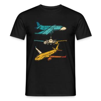 Retro Flugzeugführer Fliegen Vintage Flugzeug Pilo - Männer T-Shirt - Schwarz - Vorne - AI Model Male 178 light (178cm)