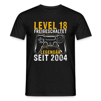 LEVEL 18 Freigeschaltet Legedär Seit 2004 - Geburt - Männer T-Shirt - Schwarz - Vorne - AI Model Male 178 light (178cm)