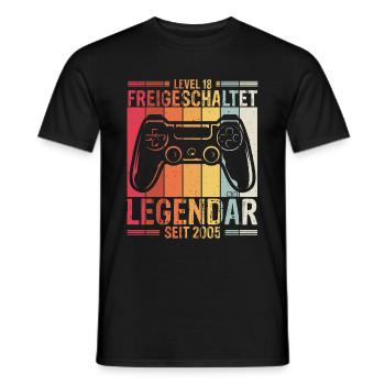 LEVEL 18 Freigeschaltet Legedär Seit 2005 - Videos - Männer T-Shirt - Schwarz - Vorne - AI Model Male 178 light (178cm)
