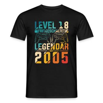 Level 18 Jahre Geburtstag 2005 LAN-Party Motiv Gam - Männer T-Shirt - Schwarz - Vorne - AI Model Male 178 light (178cm)