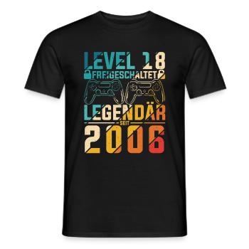 Level 18 Jahre Geburtstag 2006 LAN-Party Motiv Gam - Männer T-Shirt - Schwarz - Vorne - AI Model Male 178 light (178cm)