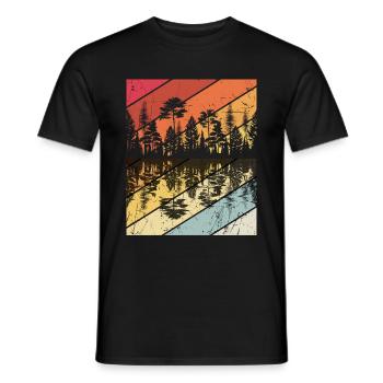 Wald Forrest Camping Vintage Baum Design Retro Lie - Männer T-Shirt - Schwarz - Vorne - AI Model Male 178 light (178cm)
