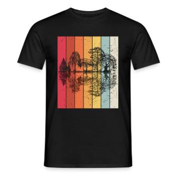 Wald Forrest Vintage Design Retro Natur Wanderer L - Männer T-Shirt - Schwarz - Vorne - AI Model Male 178 light (178cm)