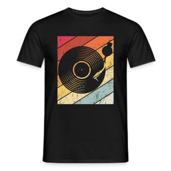 Vinly Plattenspieler Schallplatte 80s 90s Retro Sa - Männer T-Shirt - Schwarz - Vorne - AI Model Male 178 light (178cm)