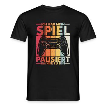 Ich Habe Mein Spiel Pausiert Um Hier Zu Sein Spiel - Männer T-Shirt - Schwarz - Vorne - AI Model Male 178 light (178cm)