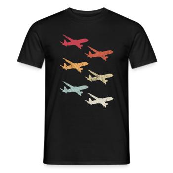 Retro Flugzeugführer Plane Vintage Flugzeug Pilot - Männer T-Shirt - Schwarz - Vorne - AI Model Male 178 light (178cm)