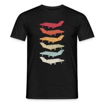 Retro Fliegen Vintage Flugzeug Pilot Geschenk - Männer T-Shirt - Schwarz - Vorne - AI Model Male 178 light (178cm)