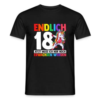 Endlich 18 Jetzt Muss Ich Nur Noch Erwachsen Werde - Männer T-Shirt - Schwarz - Vorne - AI Model Male 178 light (178cm)