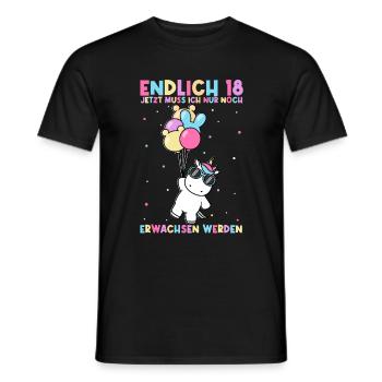 Endlich 18 Jetzt Muss Ich Nur Noch Erwachsen Werde - Männer T-Shirt - Schwarz - Vorne - AI Model Male 178 light (178cm)