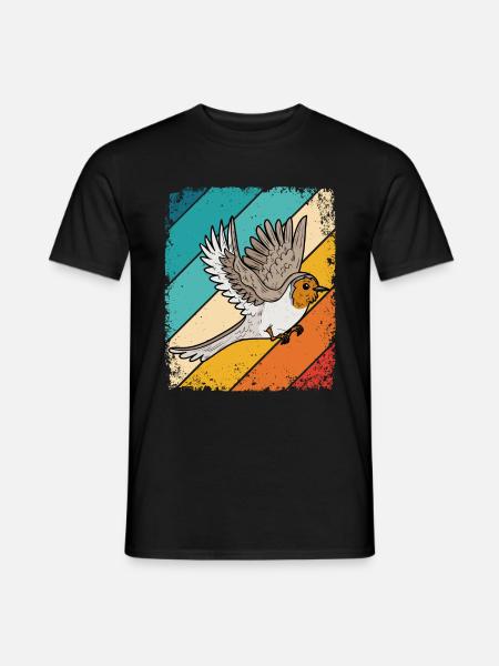 Rotkehlchen Vogelfreund Vogelfan Retro Natur Liebh - Männer T-Shirt - Schwarz