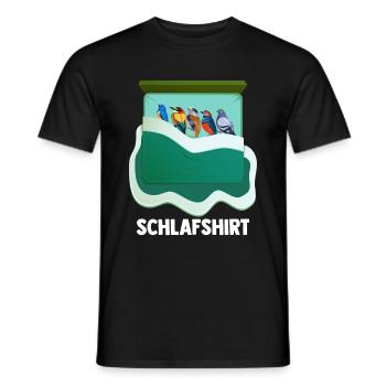 Schlafshirt Vogelmotiv Amsel Rotkehlchen Vogel Lie - Männer T-Shirt - Schwarz - Vorne - AI Model Male 178 light (178cm)