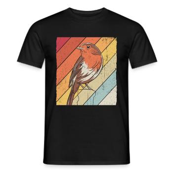 Rotkehlchen Vogelfreund Vogelfan Vintage Natur Lie - Männer T-Shirt - Schwarz - Vorne - AI Model Male 178 light (178cm)