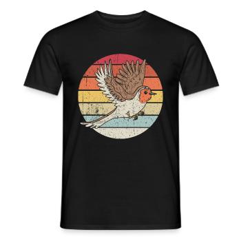Rotkehlchen Vogelfreund Vogelfan Retro Natur Liebh - Männer T-Shirt - Schwarz - Vorne - AI Model Male 178 light (178cm)