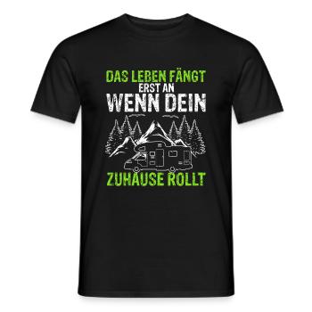 Das Leben fängt erst an wenn dein Zuhause rollt - - Männer T-Shirt - Schwarz - Vorne - AI Model Male 178 light (178cm)
