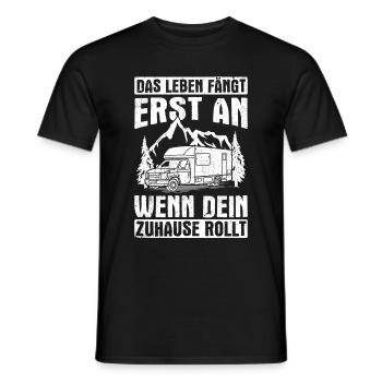 Das Leben fängt erst an wenn dein Zuhause rollt - - Männer T-Shirt - Schwarz - Vorne - AI Model Male 178 light (178cm)