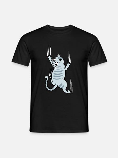 Katze Rutscht Ab - Katzenkrallen Katzen Fans Liebh - Männer T-Shirt - Schwarz