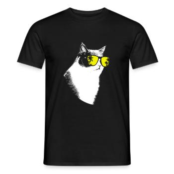 Katze Sonnenbrille Party Kätzchen Katzenliebe Katz - Männer T-Shirt - Schwarz - Vorne - AI Model Male 178 light (178cm)