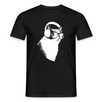 Katze Sonnenbrille Party Kätzchen Katzenliebe Katz - Männer T-Shirt - Schwarz - Vorne - AI Model Male 178 light (178cm)