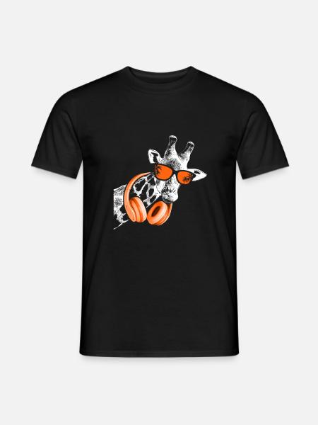 Giraffe Sonnenbrille Kopfhörer Festival Musik Fan - Männer T-Shirt - Schwarz