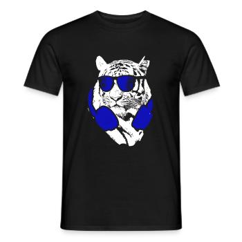 Tiger Sonnenbrille Kopfhörer Festival Musik Fan Ti - Männer T-Shirt - Schwarz - Vorne - AI Model Male 178 light (178cm)