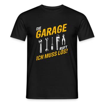 Die Garage Ruft Ich Muss Los Auto Tuner Spruch Mec - Männer T-Shirt - Schwarz - Vorne - AI Model Male 178 light (178cm)