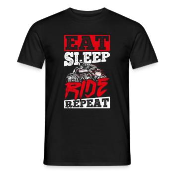 EAT SLEEP RIDE REPEAT - Motorrad Fahrradfans Hobby - Männer T-Shirt - Schwarz - Vorne - AI Model Male 178 light (178cm)