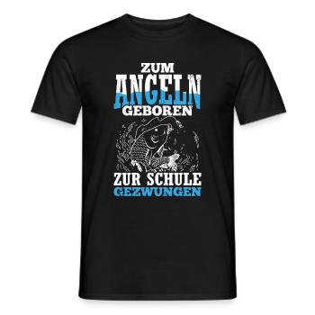 Zum Angeln Geboren Zur Schule Gezwungen Naturfan - Männer T-Shirt - Schwarz - Vorne - AI Model Male 178 light (178cm)