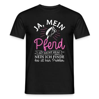 Ja Mein Pferd Ist Nicht Real Nein Das Ist Kein Pro - Männer T-Shirt - Schwarz - Vorne - AI Model Male 178 light (178cm)