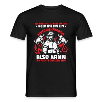 Feuerwehrmann Feuer Firefighter Rettung Berufsfeue - Männer T-Shirt - Schwarz - Vorne - AI Model Male 178 light (178cm)