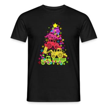 Tractor Tree Farmer Vintage Christmas Tree Xmas T - Männer T-Shirt - Schwarz - Vorne - AI Model Male 178 light (178cm)