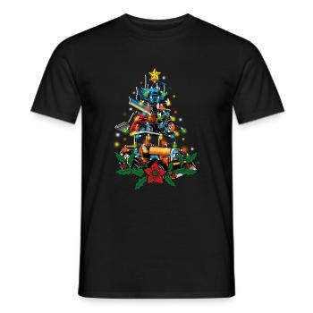 Tractor Tree Farmer Vintage Christmas Tree Xmas Sa - Männer T-Shirt - Schwarz - Vorne - AI Model Male 178 light (178cm)