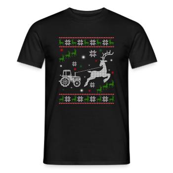 Reindeer Farmer Tractor Design Christmas Tree Farm - Männer T-Shirt - Schwarz - Vorne - AI Model Male 178 light (178cm)