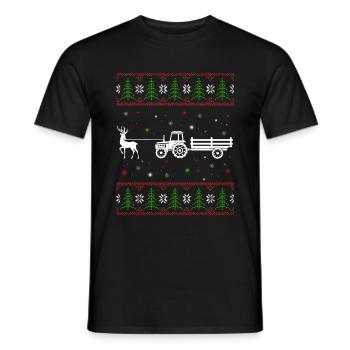 Reindeer Farmer Tractor Design Christmas Tree Best - Männer T-Shirt - Schwarz - Vorne - AI Model Male 178 light (178cm)