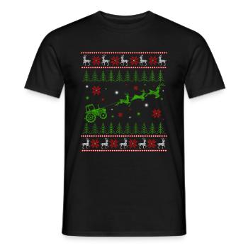 Reindeer Farmer Tractor Design Christmas Tree Farm - Männer T-Shirt - Schwarz - Vorne - AI Model Male 178 light (178cm)
